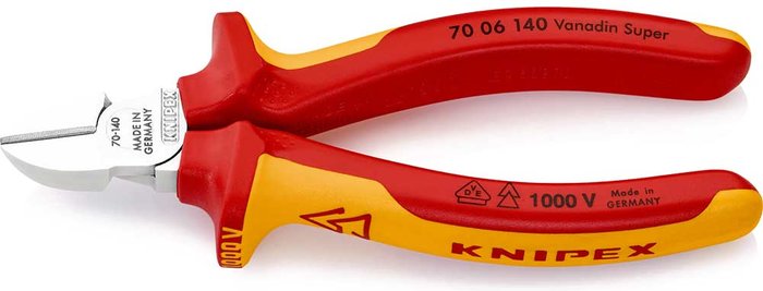 Tooled Up | Knipex Knipex 70 06 VDE Insulated Diagonal Cutting Pliers 140mm Knipex Knipex 70 06 VDE Insulated Diagonal Cutting Pliers 140mm