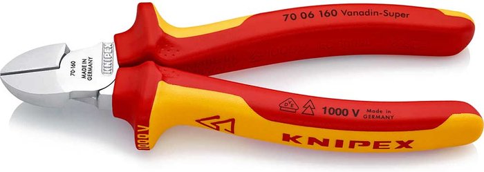 Tooled Up | Knipex Knipex 70 06 VDE Insulated Diagonal Cutting Pliers 160mm Knipex Knipex 70 06 VDE Insulated Diagonal Cutting Pliers 160mm