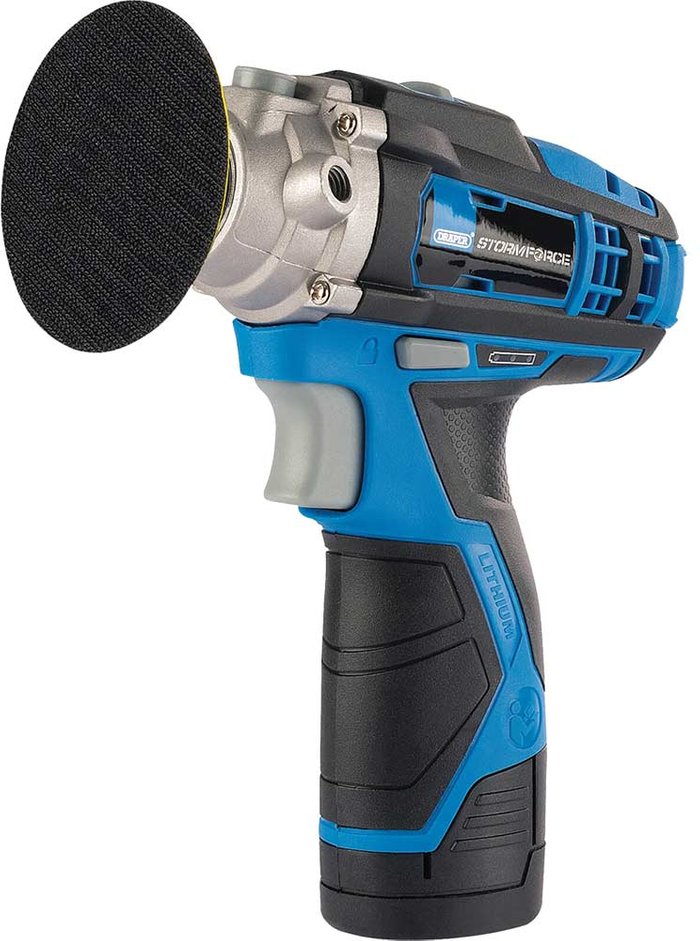 Tooled Up | Draper Draper 10.8V Mini Polisher Kit - Blue/Black Draper Draper 10.8V Mini Polisher Kit - Blue/Black