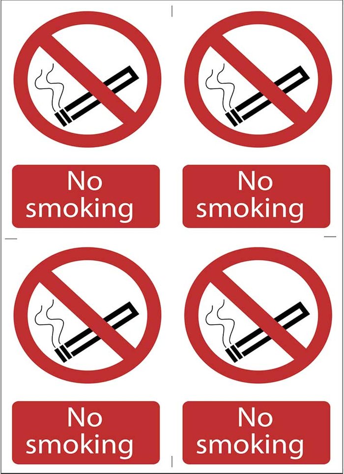 Tooled Up | Draper Draper No Smoking Sign Pack of 4 100mm 150mm Standard Draper Draper No Smoking Sign Pack of 4 100mm 150mm Standard