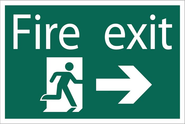 Tooled Up | Draper Draper Fire Exit Arrow Right Sign 200mm 300mm Standard Draper Draper Fire Exit Arrow Right Sign 200mm 300mm Standard