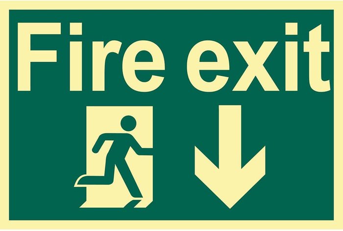 Tooled Up | Draper Draper Fire Exit Arrow Down Sign 200mm 300mm Photoluminescent Draper Draper Fire Exit Arrow Down Sign 200mm 300mm Photoluminescent