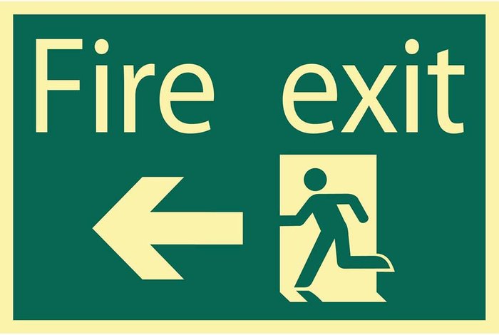 Tooled Up | Draper Draper Fire Exit Arrow Left Sign 200mm 300mm Photoluminescent Draper Draper Fire Exit Arrow Left Sign 200mm 300mm Photoluminescent
