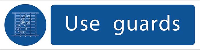 Tooled Up | Draper Draper Use Guards Sign 200mm 50mm Standard Draper Draper Use Guards Sign 200mm 50mm Standard