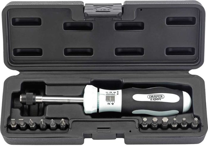 Tooled Up | Draper Draper Expert 13 Piece Torque Screwdriver and Bit Set Draper Draper Expert 13 Piece Torque Screwdriver and Bit Set