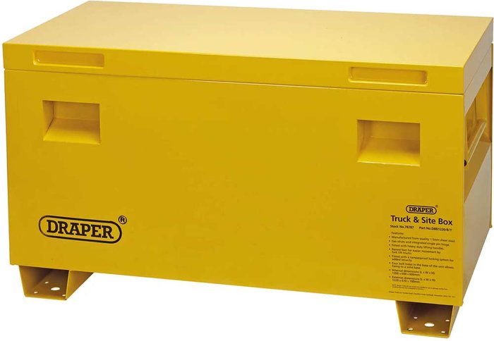Tooled Up | Draper Draper Contractors Secure Storage Box 90.5x42.5x40cm - Yellow Draper Draper Contractors Secure Storage Box 90.5x42.5x40cm - Yellow