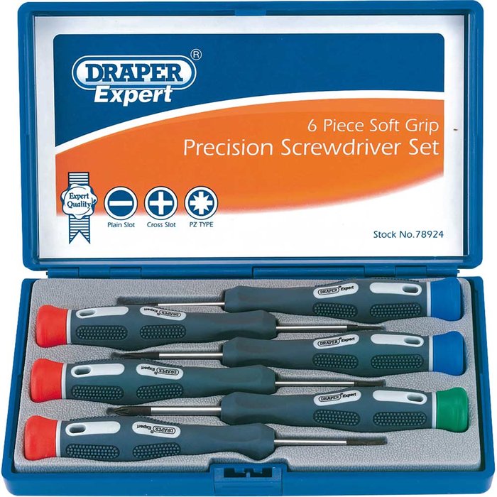 Tooled Up | Draper Draper Expert 6 Piece Soft Grip Precision Screwdriver Set Draper Draper Expert 6 Piece Soft Grip Precision Screwdriver Set
