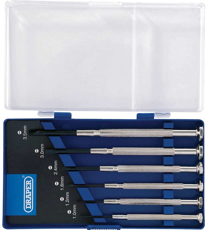 Tooled Up | Draper Draper 6 Piece Slotted Precision Screwdriver Set Draper Draper 6 Piece Slotted Precision Screwdriver Set