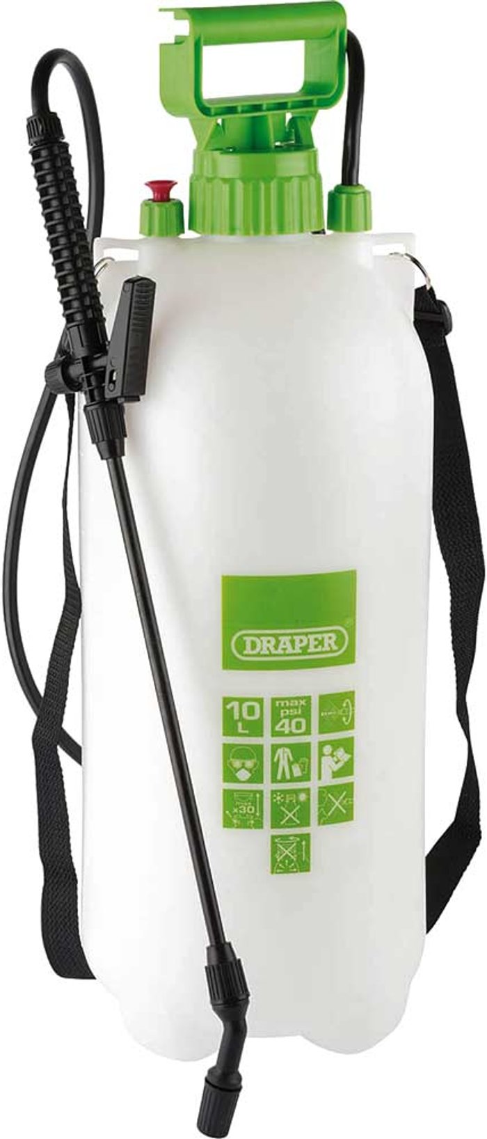 Tooled Up | Draper Draper Pressure Sprayer (10L) - White & Green Draper Draper Pressure Sprayer (10L) - White & Green