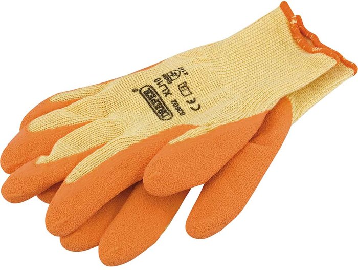 Tooled Up | Draper Draper Orange Heavy Duty Latex Coated Work Gloves Yellow / Orange L Draper Draper Orange Heavy Duty Latex Coated Work Gloves Yellow / Orange L