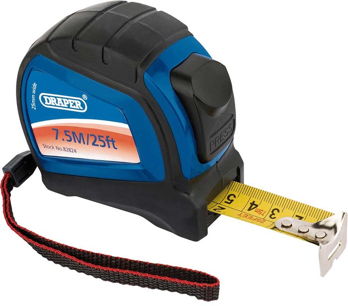 Tooled Up | Draper Draper Professional Measuring Tape Imperial & Metric 26ft / 8m 25mm Draper Draper Professional Measuring Tape Imperial & Metric 26ft / 8m 25mm