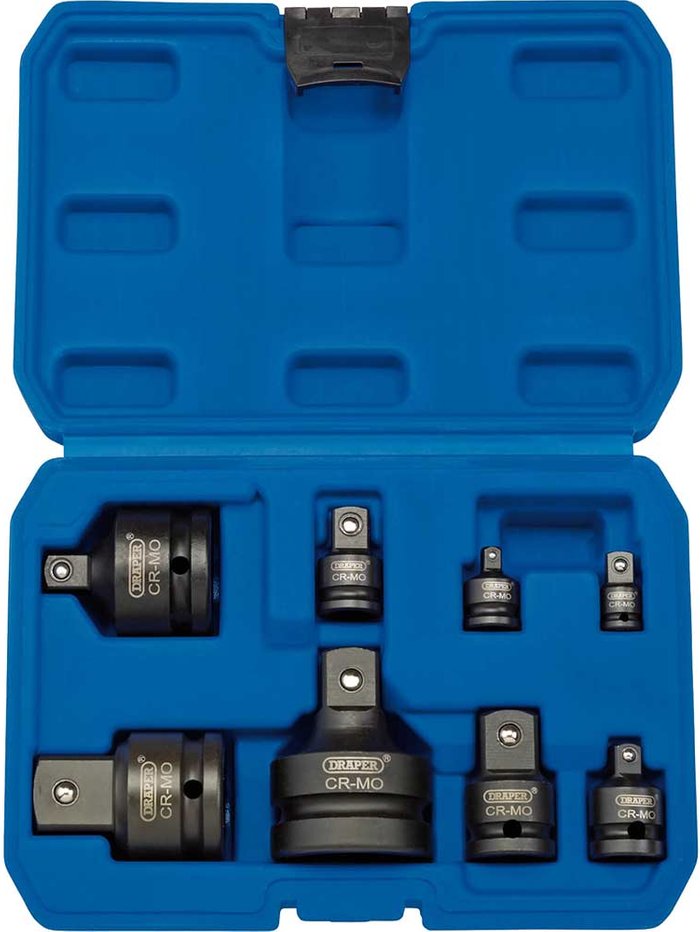Tooled Up | Draper Draper Impact Socket Adaptor Set (8 Piece) - Black Draper Draper Impact Socket Adaptor Set (8 Piece) - Black