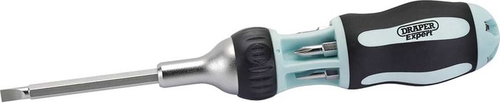 Tooled Up | Draper Draper Soft Grip 7 In 1 Ratcheting Screwdriver and Bit Set Draper Draper Soft Grip 7 In 1 Ratcheting Screwdriver and Bit Set