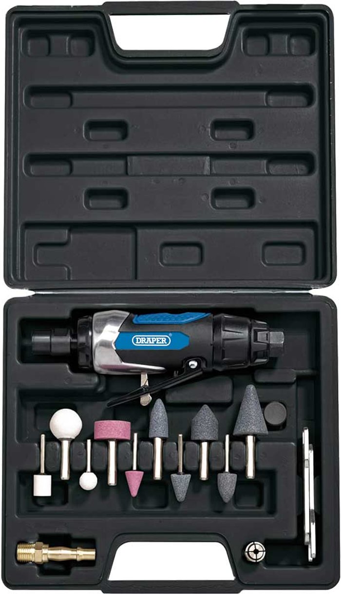 Tooled Up | Draper Draper DAT AGK Air Die Grinder and 15 Piece Accessory Kit Draper Draper DAT AGK Air Die Grinder and 15 Piece Accessory Kit