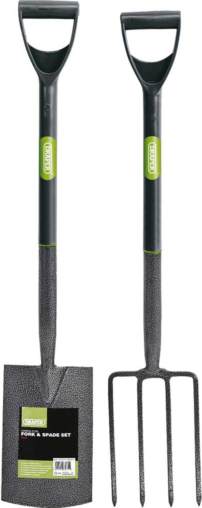Tooled Up | Draper Draper Carbon Steel Garden Fork & Spade Set - Grey Draper Draper Carbon Steel Garden Fork & Spade Set - Grey