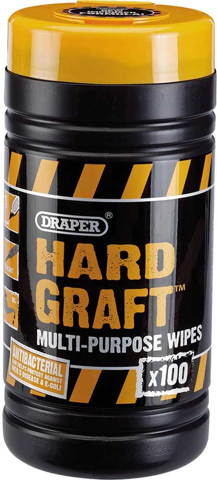 Tooled Up | Draper Draper Hard Graft Cleaning Wipes Pack of 100 Draper Draper Hard Graft Cleaning Wipes Pack of 100