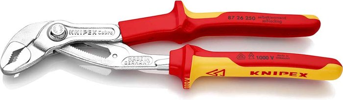 Tooled Up | Knipex Knipex 87 26 VDE Insulated Cobra Hightech Water Pump Pliers 250mm Knipex Knipex 87 26 VDE Insulated Cobra Hightech Water Pump Pliers 250mm