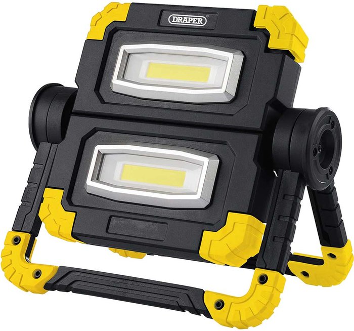 Tooled Up | Draper Draper LED Rechargeable Twin Flood Light - Black/yellow Draper Draper LED Rechargeable Twin Flood Light - Black/yellow