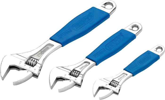 Tooled Up | Draper Draper 3 Piece Adjustable Spanner Set Draper Draper 3 Piece Adjustable Spanner Set