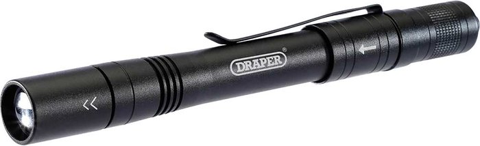 Tooled Up | Draper Draper LED Rechargeable Aluminium Penlight Black Draper Draper LED Rechargeable Aluminium Penlight Black