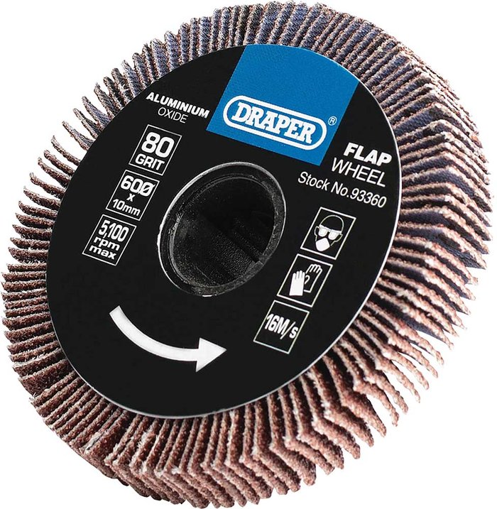 Tooled Up | Draper Draper Sanding Roller Flap Wheel 60mm 10mm 80g Draper Draper Sanding Roller Flap Wheel 60mm 10mm 80g