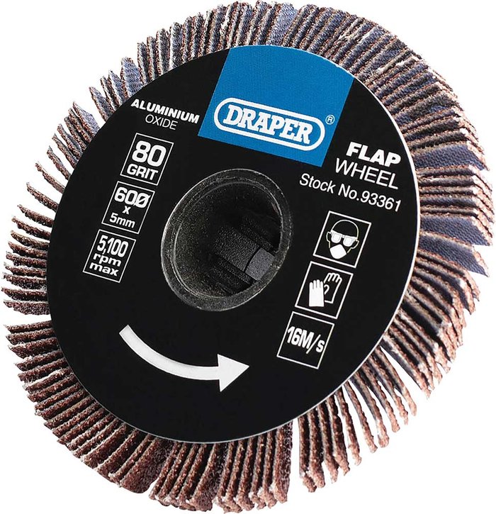 Tooled Up | Draper Draper Sanding Roller Flap Wheel 60mm 5mm 80g Draper Draper Sanding Roller Flap Wheel 60mm 5mm 80g