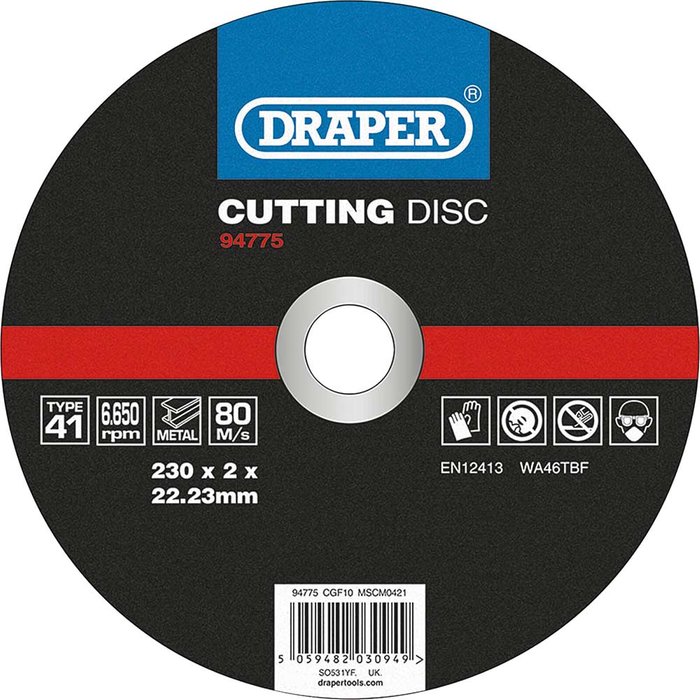 Tooled Up | Draper Draper Metal Cutting Disc 230mm 2mm 22mm Draper Draper Metal Cutting Disc 230mm 2mm 22mm