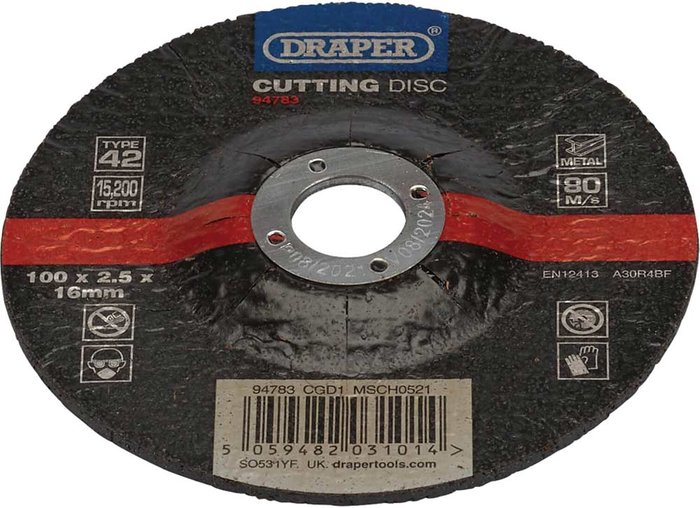 Tooled Up | Draper Draper DPC Depressed Centre Metal Cutting Disc 100mm 2.5mm 16mm Draper Draper DPC Depressed Centre Metal Cutting Disc 100mm 2.5mm 16mm