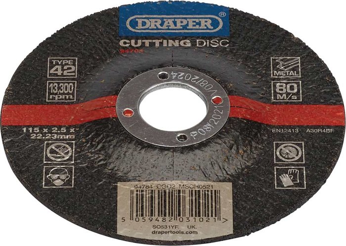 Tooled Up | Draper Draper DPC Depressed Centre Metal Cutting Disc 115mm 2.5mm 22mm Draper Draper DPC Depressed Centre Metal Cutting Disc 115mm 2.5mm 22mm
