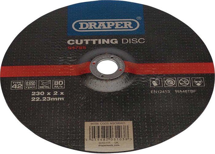Tooled Up | Draper Draper DPC Depressed Centre Metal Cutting Disc 230mm 2mm 22mm Draper Draper DPC Depressed Centre Metal Cutting Disc 230mm 2mm 22mm