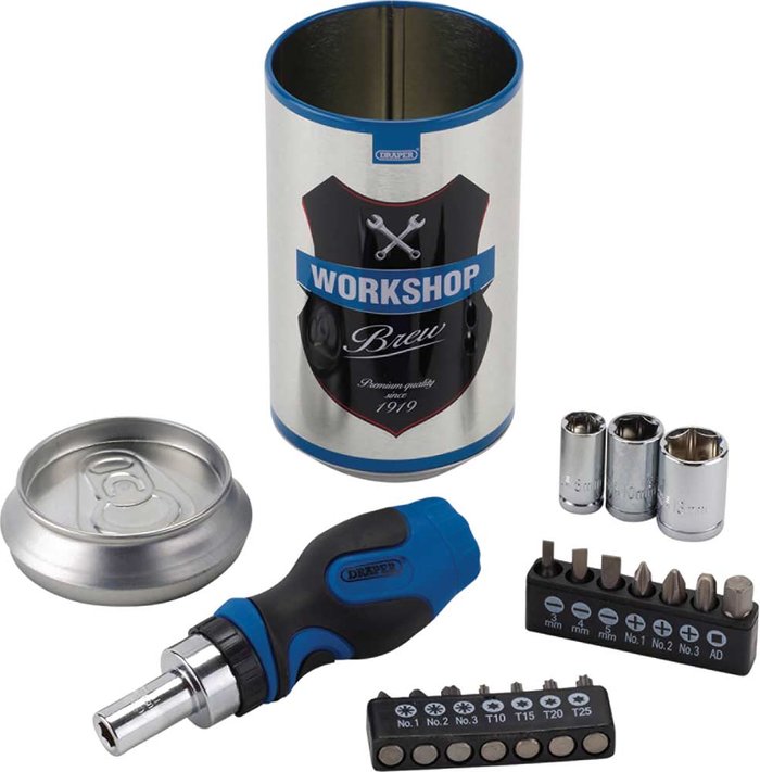 Tooled Up | Draper Draper Workshop Brew Beer Can Screwdriver Set Draper Draper Workshop Brew Beer Can Screwdriver Set