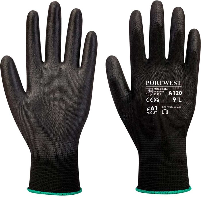 Tooled Up | Portwest Portwest PU Palm General Handling Grip Gloves Black M Portwest Portwest PU Palm General Handling Grip Gloves Black M