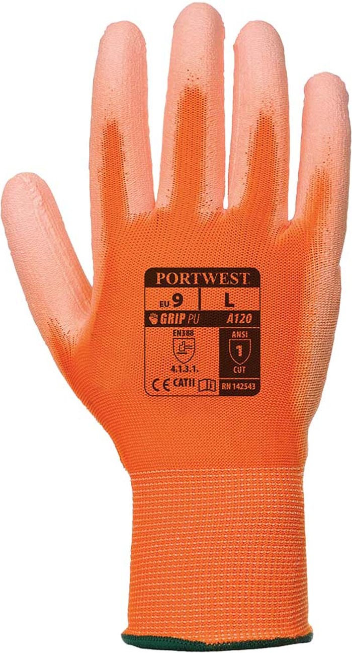 Tooled Up | Portwest Portwest PU Palm General Handling Grip Gloves Orange L Portwest Portwest PU Palm General Handling Grip Gloves Orange L