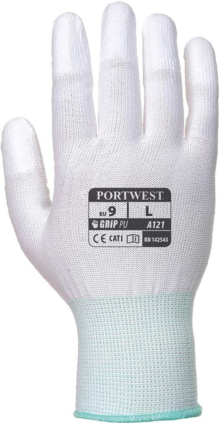 Tooled Up | Portwest Portwest PU Fingertip Gloves White M Portwest Portwest PU Fingertip Gloves White M