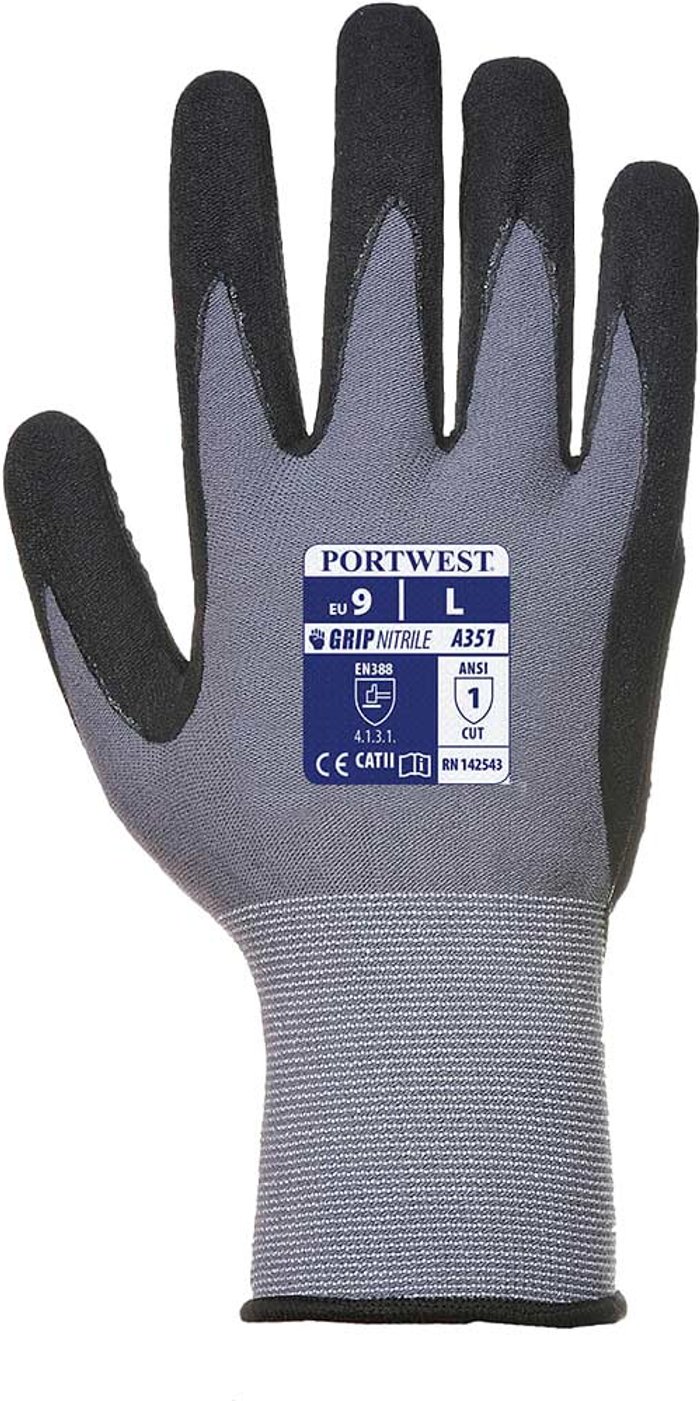 Tooled Up | Portwest Portwest Dermiflex Plus Glove Black / Grey 2XL Portwest Portwest Dermiflex Plus Glove Black / Grey 2XL