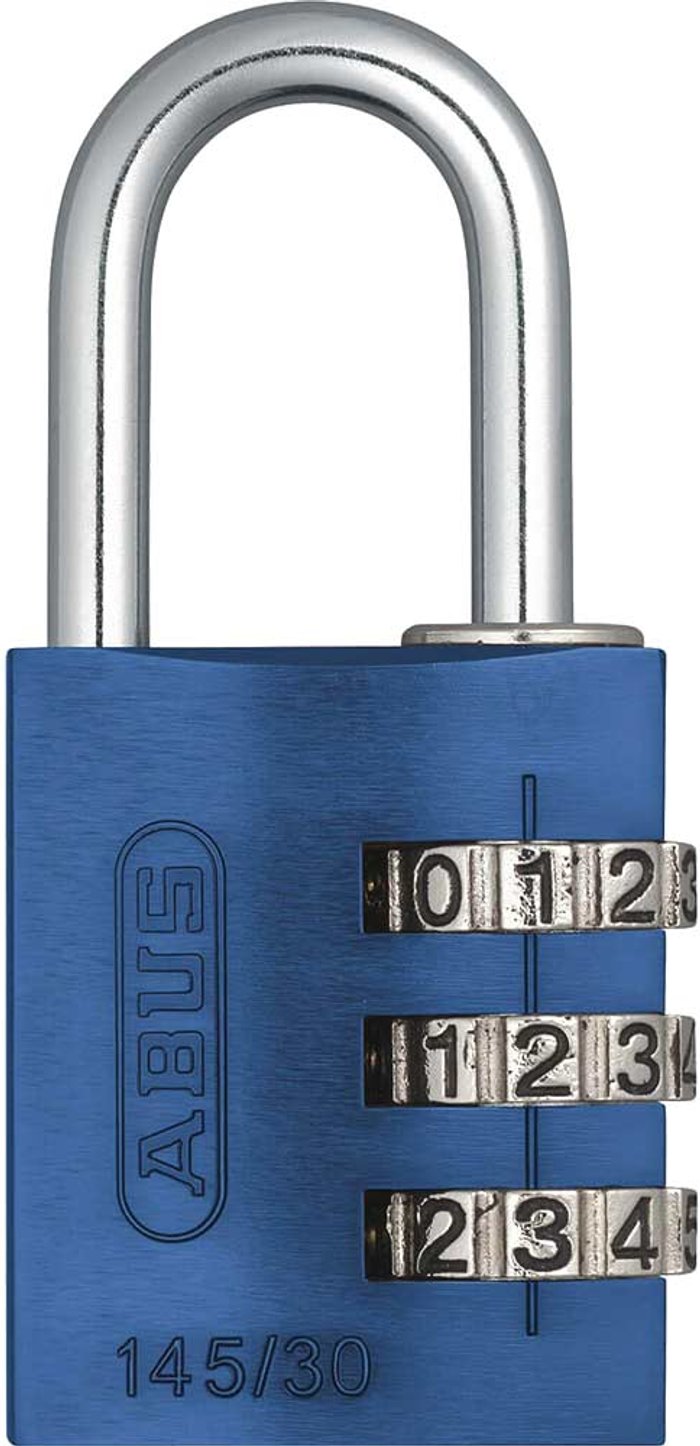 Tooled Up | Abus Abus 145 Series Aluminium Combination Padlock 30mm Blue Standard Abus Abus 145 Series Aluminium Combination Padlock 30mm Blue Standard