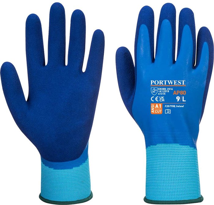 Tooled Up | Portwest Portwest Liquid Pro Waterproof Grip Gloves Blue L Portwest Portwest Liquid Pro Waterproof Grip Gloves Blue L