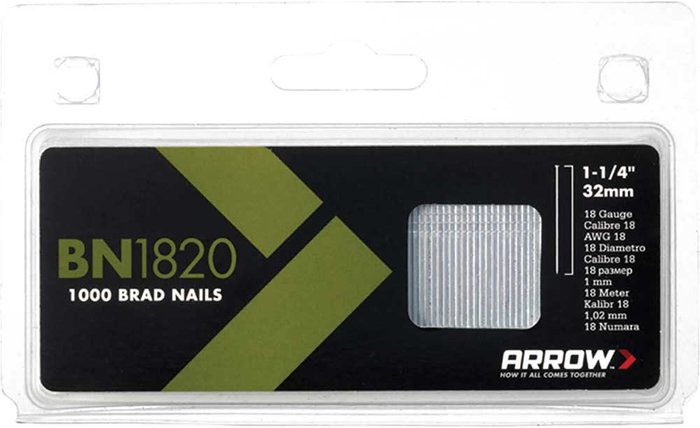 Tooled Up | Arrow Arrow 18 Gauge Brad Nails 20mm Pack of 1000 Arrow Arrow 18 Gauge Brad Nails 20mm Pack of 1000
