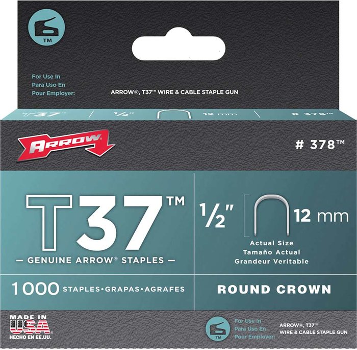 Tooled Up | Arrow Arrow T37 Round Crown Staples 12mm Pack of 1000 Arrow Arrow T37 Round Crown Staples 12mm Pack of 1000