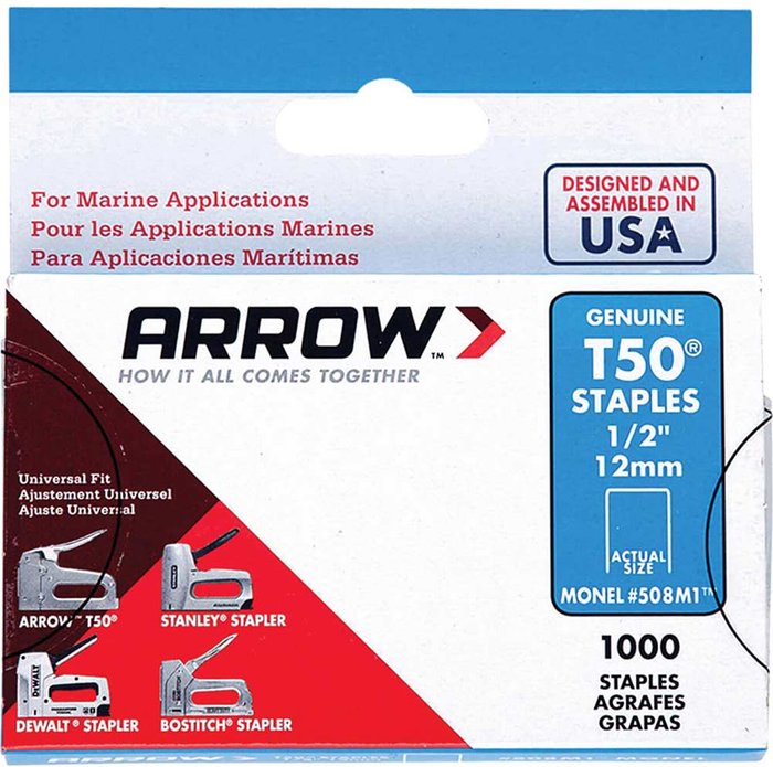 Tooled Up | Arrow Arrow T50M Monel Staples 12mm Pack of 1000 Arrow Arrow T50M Monel Staples 12mm Pack of 1000