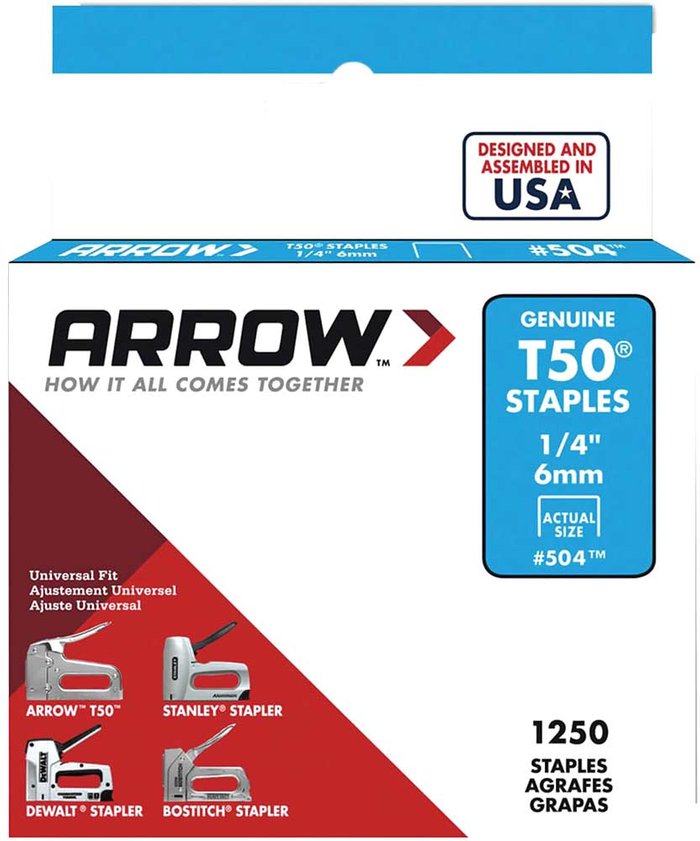 Tooled Up | Arrow Arrow T50 Staples 6mm Pack of 1250 Arrow Arrow T50 Staples 6mm Pack of 1250