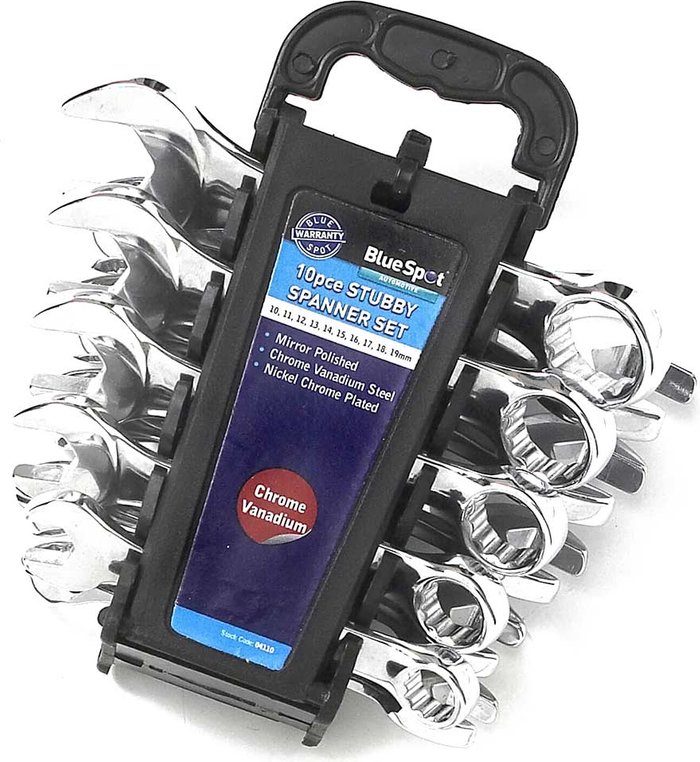 Tooled Up | Blue Spot BlueSpot 10 Piece Midget Combination Spanner Set Metric Blue Spot BlueSpot 10 Piece Midget Combination Spanner Set Metric
