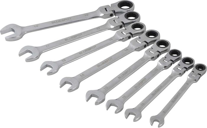 Tooled Up | Blue Spot BlueSpot 8 Piece Flexible Ratchet Spanner Set Metric Blue Spot BlueSpot 8 Piece Flexible Ratchet Spanner Set Metric