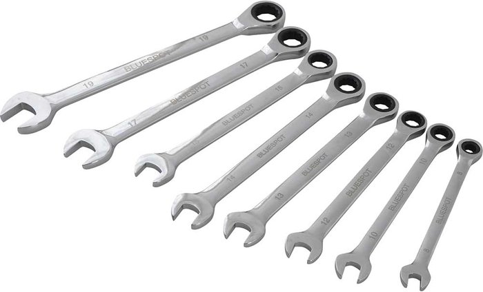 Tooled Up | Blue Spot BlueSpot 8 Piece Ratchet Spanner Set Blue Spot BlueSpot 8 Piece Ratchet Spanner Set