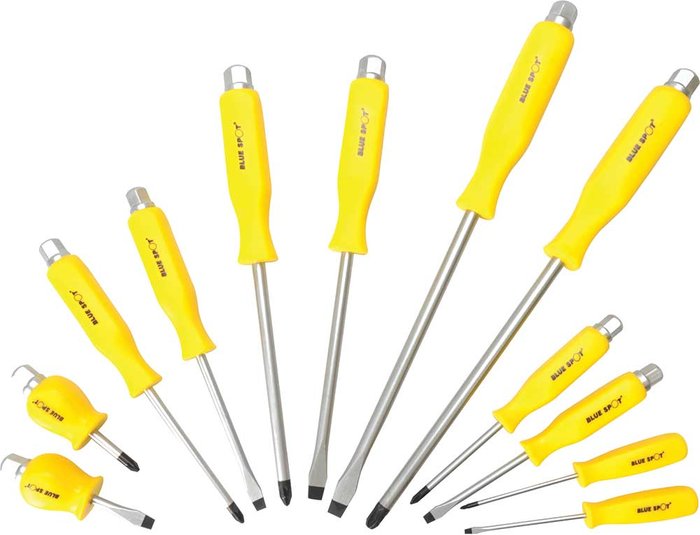 Tooled Up | Blue Spot BlueSpot 12 Piece Hex Bolster Slotted and Pozi Screwdriver Set Blue Spot BlueSpot 12 Piece Hex Bolster Slotted and Pozi Screwdriver Set