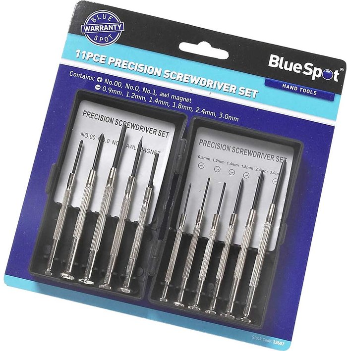 Tooled Up | Blue Spot Blue Spot 11 Piece Precision Slotted and Phillips Screwdriver Set Blue Spot Blue Spot 11 Piece Precision Slotted and Phillips Screwdriver Set