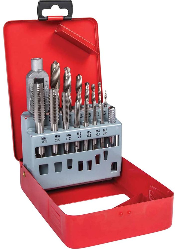Tooled Up | Blue Spot BlueSpot 15 Piece Tap and Drill Bit Set Metric Blue Spot BlueSpot 15 Piece Tap and Drill Bit Set Metric