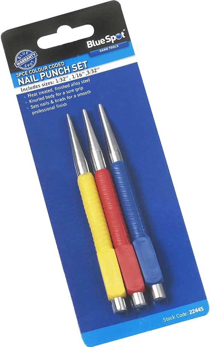 Tooled Up | Blue Spot BlueSpot 3 Piece Nail Punch Set Blue Spot BlueSpot 3 Piece Nail Punch Set