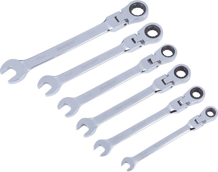 Tooled Up | Blue Spot BlueSpot 6 Piece Flexible Head Ratchet Spanner Set Blue Spot BlueSpot 6 Piece Flexible Head Ratchet Spanner Set
