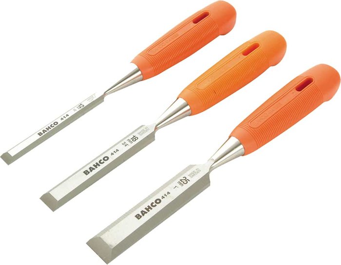 Tooled Up | Bahco Bahco 414 3 Piece Bevel Edge Wood Chisel Set Bahco Bahco 414 3 Piece Bevel Edge Wood Chisel Set